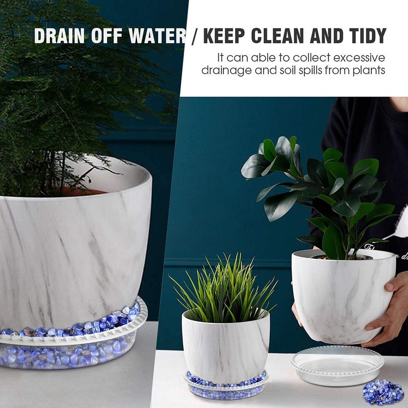 UPMCT 6 Pack Clear Plant Saucer, 4 6 8 10 12 Inch Heavy Duty Plastic Flower Pot Water Catcher Tray Round Drip Pallets for Indoors and Outdoor Planter Container Accessories (6 Inch, Clear) - Image 3